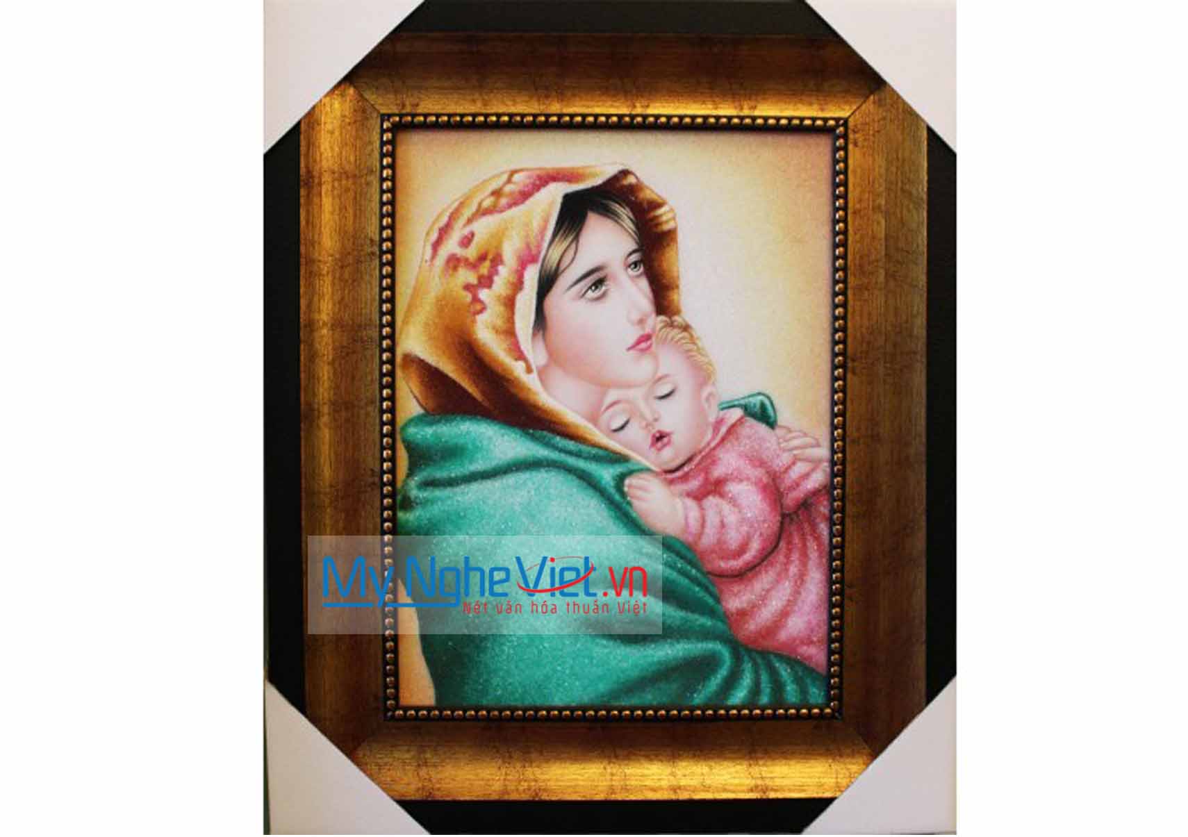 Tranh đá quý Đức Mẹ Maria - Chúa Hài Đồng MNV-TD0185