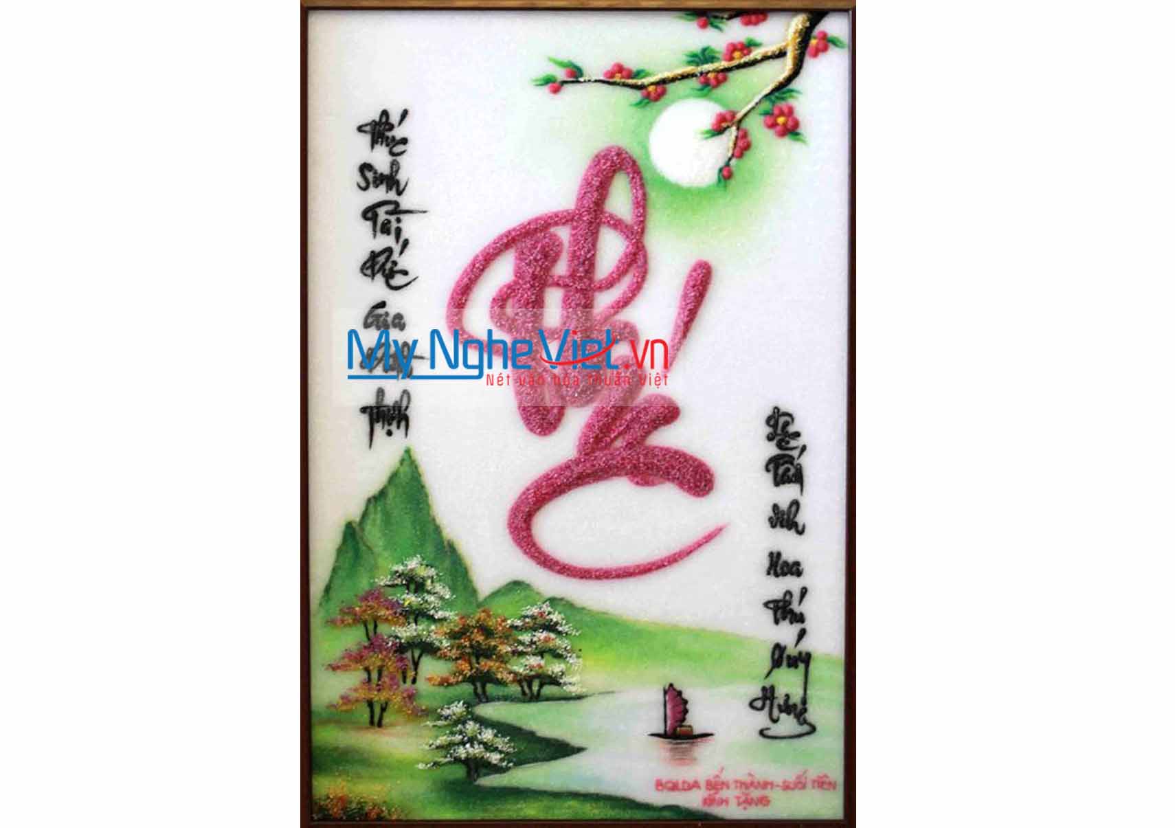 Tranh đá quý chữ Phúc thư pháp MNV-TD0267