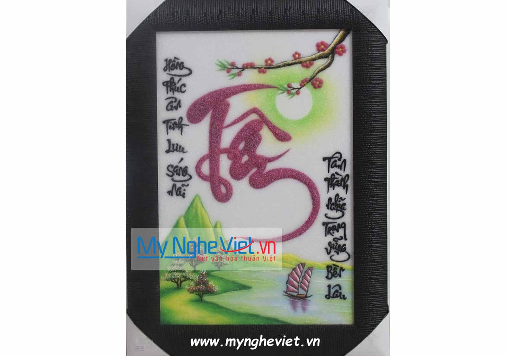Tranh đá quý chữ Tâm thư pháp MNV-TD0851