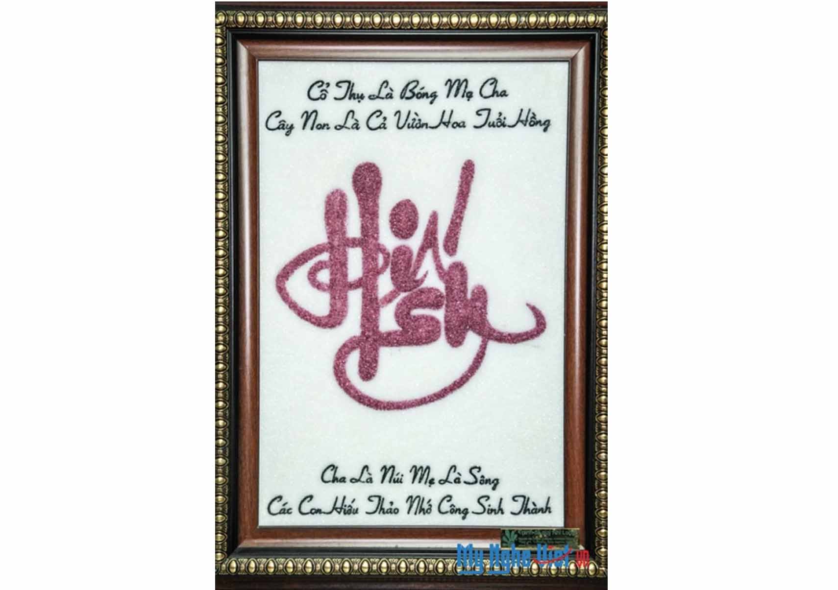 Tranh đá quý chữ Hiếu thư pháp MNV-TD0948