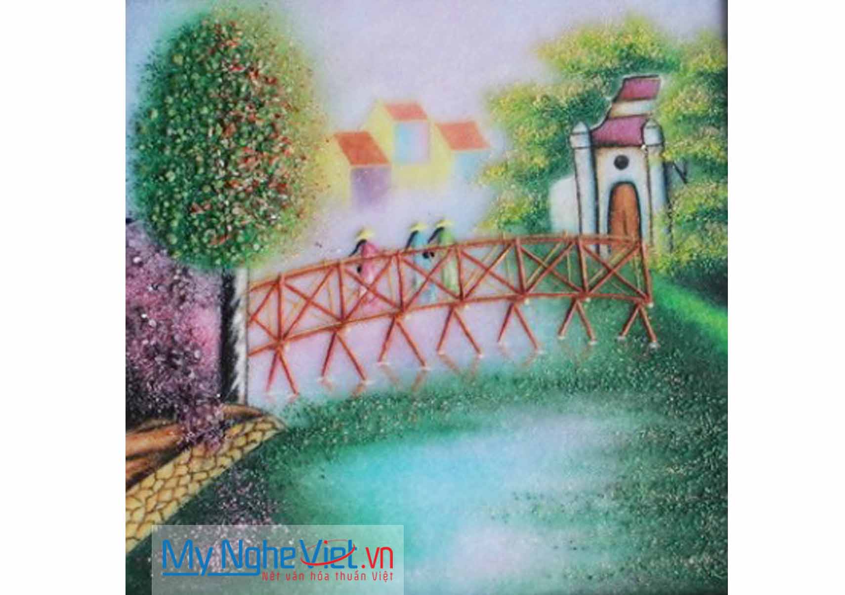 Tranh đá quý cô gái qua cầu MNV-TD1043