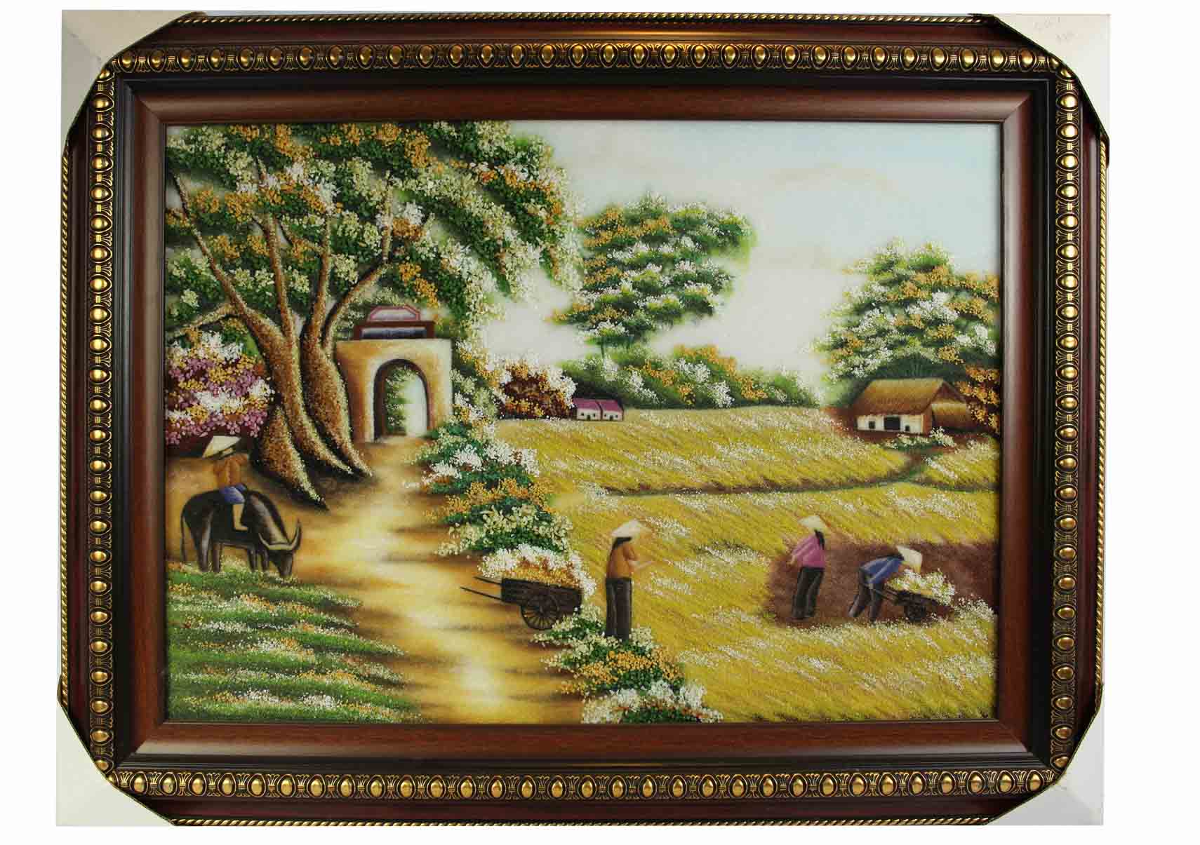 Tranh đá quý cổng làng MNV-TD0567