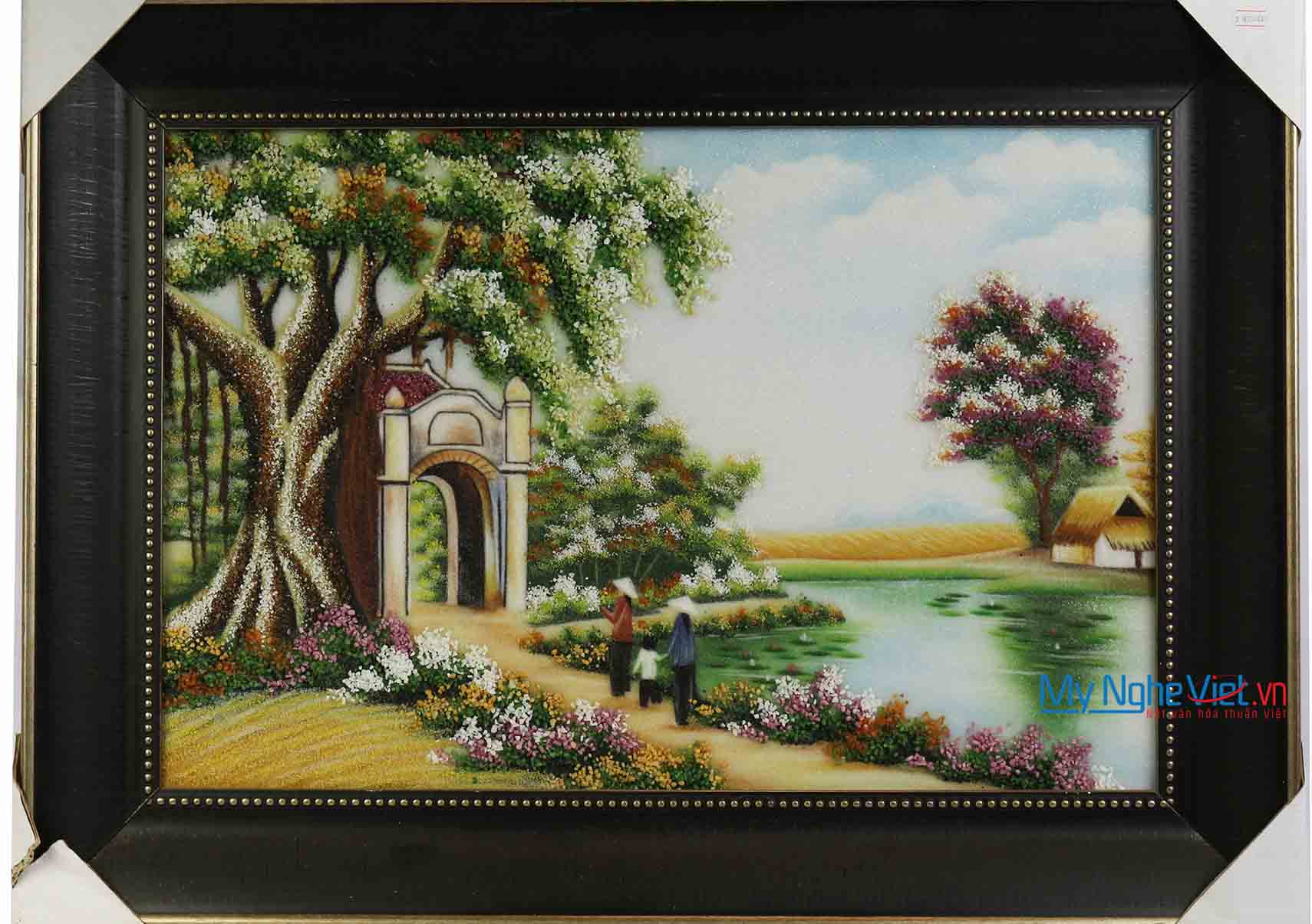 Tranh đá quý cổng làng MNV-TD0565