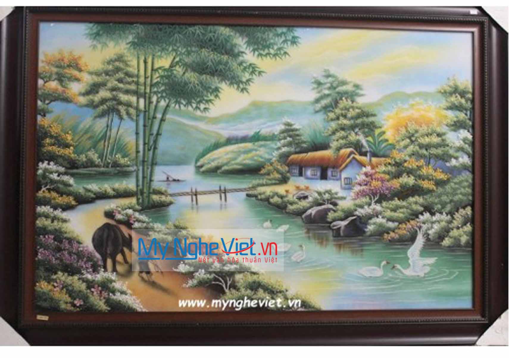 Tranh đá quý dắt trâu MNV-TD0568